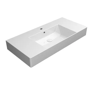 GSI KUBE X keramické umyvadlo 100x47cm, s odkládacími plochami, broušená spodní hrana, bílá ExtraGlaze