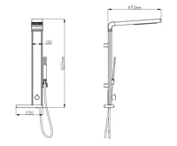 AQUALINE ROME sprchový sloup k napojení na baterii, hlavová, ruční sprcha, chrom (7)