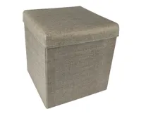 HomeLife Skládací taburet s úložným prostorem 37 x 37 cm béžová