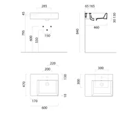 GSI KUBE X keramické umyvadlo 60x47cm, s odkládací plochou vlevo, bílá mat (6)