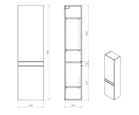 SAPHO SITIA skříňka vysoká 46,7x172x32cm, 2x dvířka, levá/pravá, dub alabama (6)