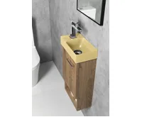 SAPHO PICCOLINO betonové umývátko 30,8x17cm, baterie vlevo, žlutá mat (6)