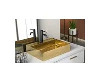 SAPHO AURUM nerezové nástěnné umyvadlo, 55x42cm, včetně výpusti, zlato mat (1)