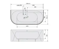 POLYSAN VIVA D MONOLITH nástěnná stojící vana 170x75x60cm, bílá/černá (5)