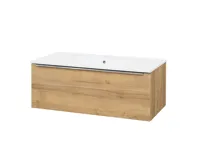 Mailo, koupelnová skříňka s keramickým umyvadlem, dub, 1 zásuvka, 1010x470x480 mm Mailo, koupelnová skříňka s keramickým umyvadlem, dub, 1 zásuvka, 1010x470x480 mm