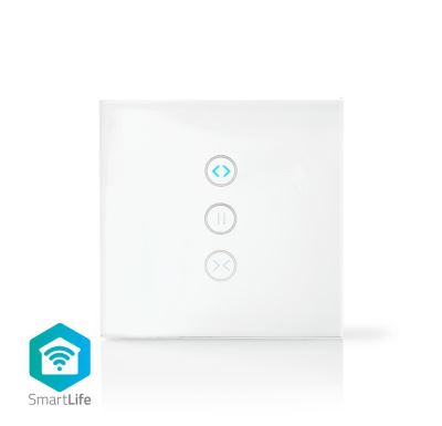 TUYA / SmartLife Nástěnný vypínač pro rolety, žaluzie, Smart Zigbee WIFIWC10WT, sklo, bílá