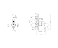 SAPHO KIRKÉ podomítková sprchová baterie, 2 výstupy, chrom (2)