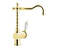 SAPHO KIRKÉ CRYSTAL stojánková dřezová baterie, páčka krystal, zlato (1)