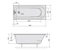 POLYSAN LISA SLIM obdélníková vana 160x70x47cm, bílá (6)