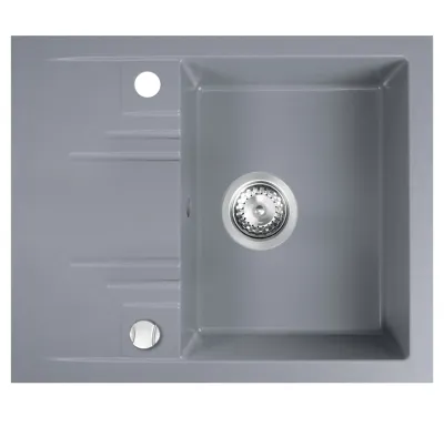 NOVASERVIS Granitový dřez s odkapem, s přepadem z dřezu, šedá - DRGM48/58GA