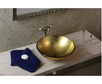 SAPHO SHAY skleněné umyvadlo na desku Ø 42cm, zlatá (5)