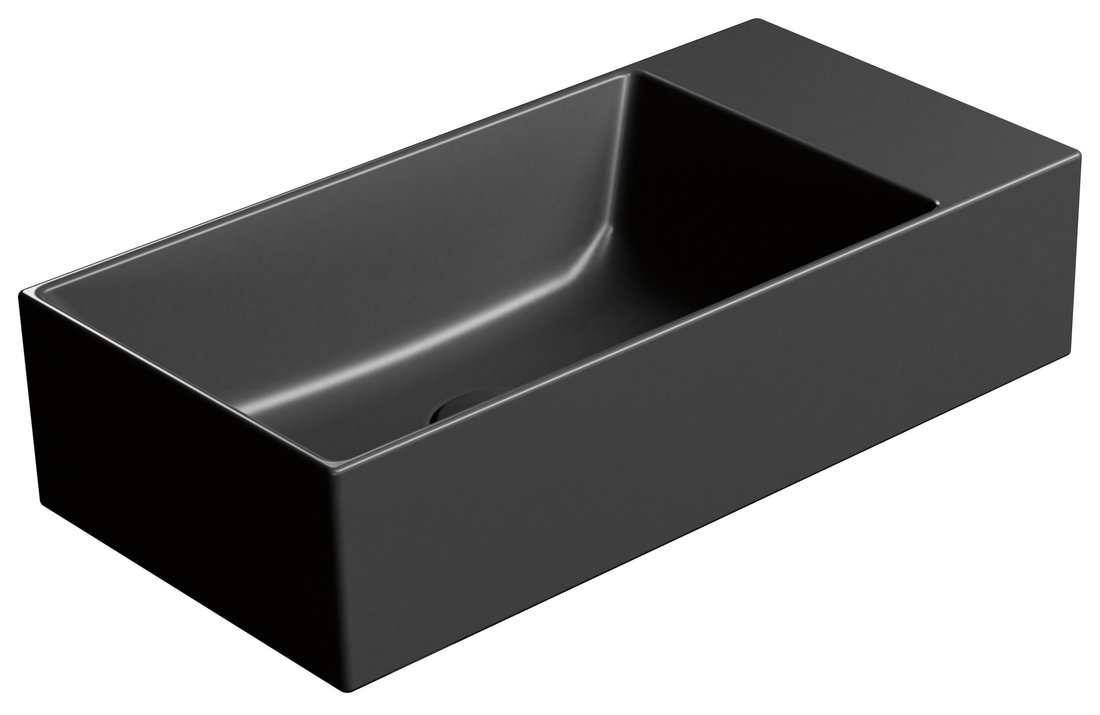 Gsi kube x keramické umývátko 50x25cm, bez otvoru, pravé/levé, černá mat