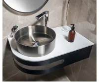 SAPHO PULSE rohový stolek s umyvadlem 755x455mm, pravý, nerez mat