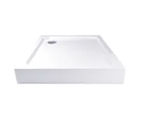 Čtvercová sprchová vanička, 80x80x14 cm, SMC, bílá, včetně nožiček a sifonu