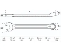 BGS Klíč očkoplochý 50 mm, 15° vyhnutý, DIN 3113A ,chrom vanadium (1)