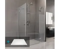 NOVEA Sprchový set, obdélník, 120x90 cm, chrom ALU, sklo Čiré, vanička z litého mramoru, sifon (8)