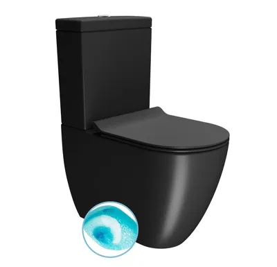 GSI PURA WC kombi, Swirlflush, spodní/zadní odpad, černá dual-mat