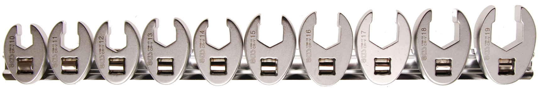Bgs klíče ploché otevřené,  10 mm (3/8"), 10 - 19 mm, 10dílná sada