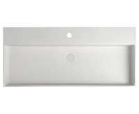 SAPHO QUADRADO betonové umyvadlo včetně výpusti, 96x44cm, bílý pískovec (3)