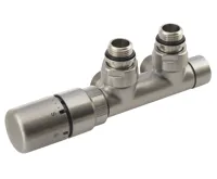 SAPHO TWIN připojovací sada ventilů termostatická pro středové připojení, levá, nerez mat