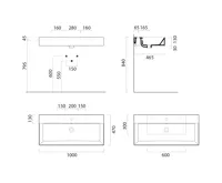 GSI KUBE X keramické umyvadlo 100x47cm, bez otvoru, černá mat (6)