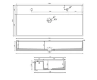 SAPHO QUADRADO betonové dvojumyvadlo včetně výpusti, 96x44cm, černý granit (8)