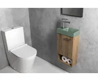 SAPHO PICCOLINO betonové umývátko 30,8x17cm, baterie vlevo, zelená mat (8)