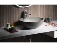 SAPHO PUNC betonové umyvadlo na desku, včetně výpusti, 53x39cm, černý granit (6)