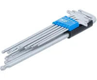 BGS Sada zahnutých klíčů, extra dlouhé, T-profil (pro Torx) s kulovou hlavou T10–T50 mm, 9d