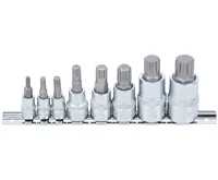 BGS Hlavice zástrčné 1/4"+3/8"+1/2" XZN profil M4 - M16, 8 dílů