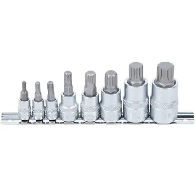 BGS Hlavice zástrčné 1/4"+3/8"+1/2" XZN profil M4 - M16, 8 dílů