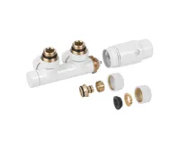 INVENA Sada spodního středového připojení 50 mm, L/P, rohové, bílá