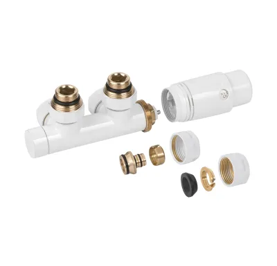 INVENA Sada spodního středového připojení 50 mm, L/P, rohové, bílá