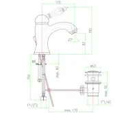 SAPHO KIRKÉ CRYSTAL stojánková umyvadlová baterie s výpustí, páčka krystal, zlato (4)
