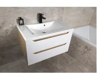 SAPHO WAVE umyvadlová skříňka 79,7x45x47,8cm, bílá/dub alabama (4)