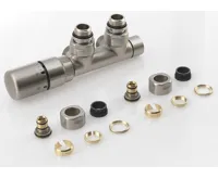 SAPHO TWIN připojovací sada ventilů termostatická pro středové připojení, levá, nerez mat (3)