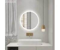 AQUALINE URSA kulaté zrcadlo s LED osvětlením ø 60cm, dotykový senzor, stmívatelné (3)