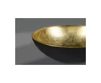 SAPHO MURANO BLACK-GOLD skleněné umyvadlo na desku, průměr 40cm, černá/zlatá (1)