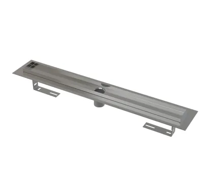ALCAPLAST Sprchový liniový žlab nerezový, s okrajem, pro perforovaný rošt, bez zápachové uzávěry, délka 850 mm APZ2001-850