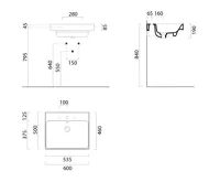 GSI NUBES keramické umyvadlo 60x50cm, broušená spodní hrana, 3 otvory, bílá mat (5)