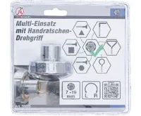 BGS Multifunkční vložka, s ráčnovou otočnou rukojetí, přepínací, 7–19 mm (3)