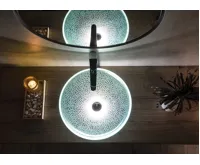 SAPHO ICE skleněné umyvadlo na desku Ø 42cm, čirá s pískováním (4)