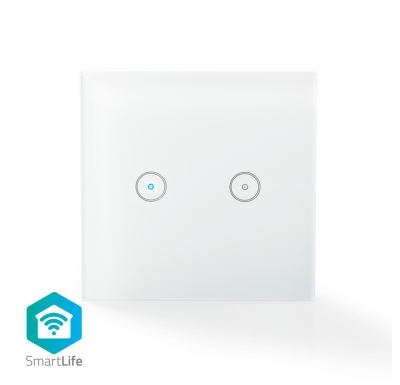 TUYA / SmartLife Nástěnný vypínač, Smart Zigbee WIFIWS20WT, sklo, bílá