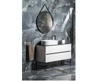 SAPHO ORBITER kulaté zrcadlo s koženým páskem ø 50cm, černá mat (6)