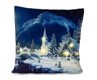 HomeLife LED svítící povlak na polštář Zimní vesnička 40 x 40 cm