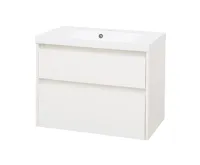 Opto, koupelnová skříňka, umyvadlo z litého mramoru, bílá, 2 zásuvky, 810x580x458 mm