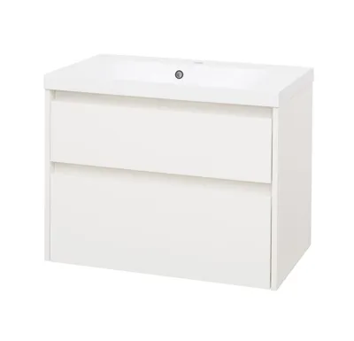 Opto, koupelnová skříňka, umyvadlo z litého mramoru, bílá, 2 zásuvky, 810x580x458 mm