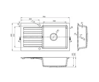 SAPHO Granitový vestavný dřez s odkapem, 78x44cm, bílá (6)