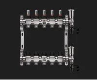 WIGELL Nerezový rozdělovač 15 okruhů, pro podlahového topení  s hlavicemi a průtokoměry WIGELL Nerezový rozdělovač 15 okruhů, pro podlahového topení  s hlavicemi a průtokoměry