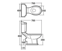 AQUALINE ANTIK WC nádržka včetně splachovacího mechanismu, bílá (5)